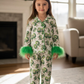 Grin Bow Feather Trim Pjs