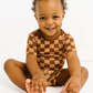 Espresso Checkered Bamboo Shorts Set