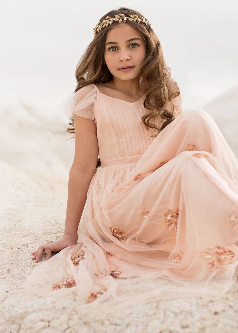 Kid's Kristine Dress in Blush