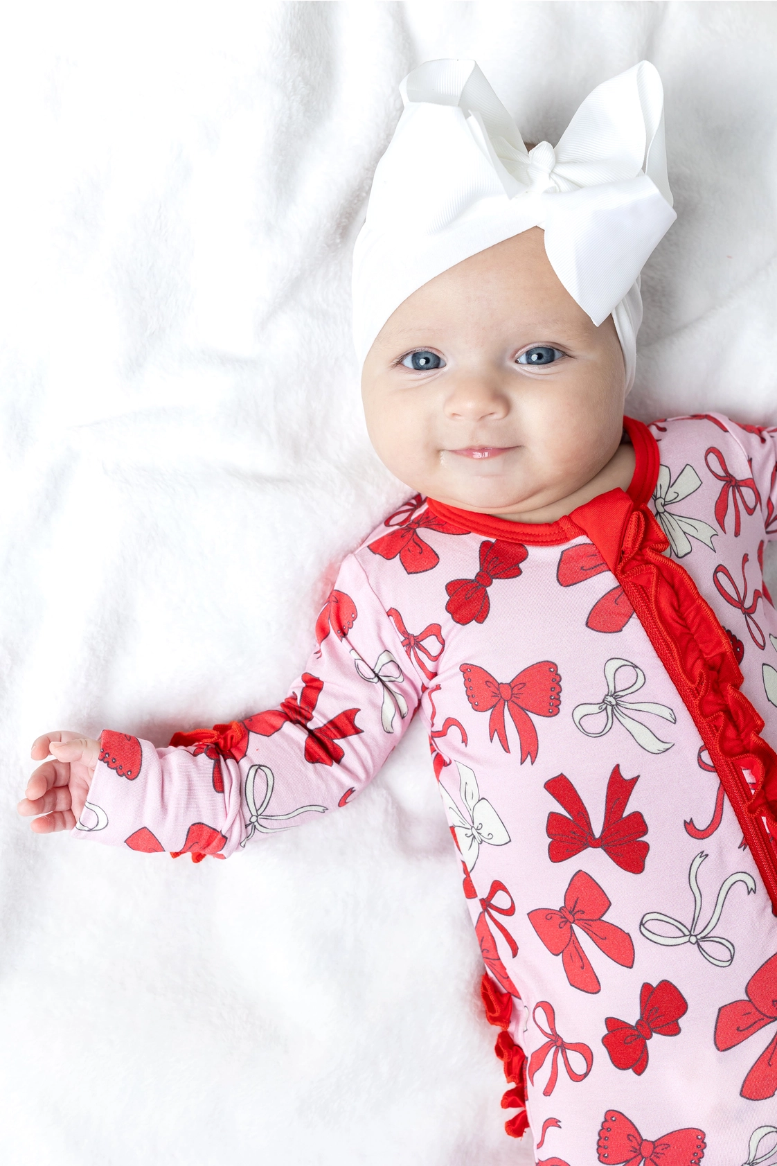 Red Bows Ruffle Footie