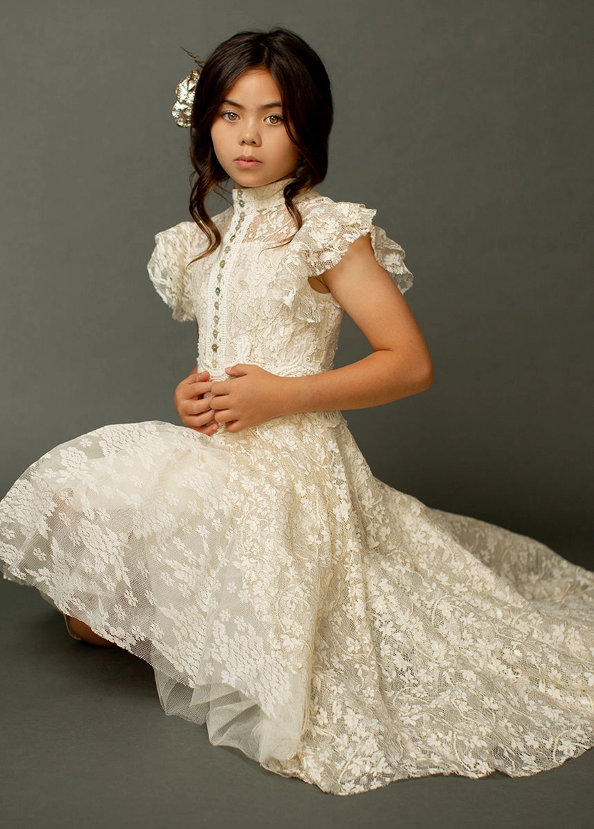 Toddler Kristy Petticoat Dress in Cream Metallic