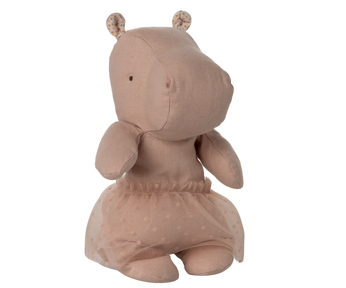 Safari friends, Hippo w. skirt, Small - Soft rose