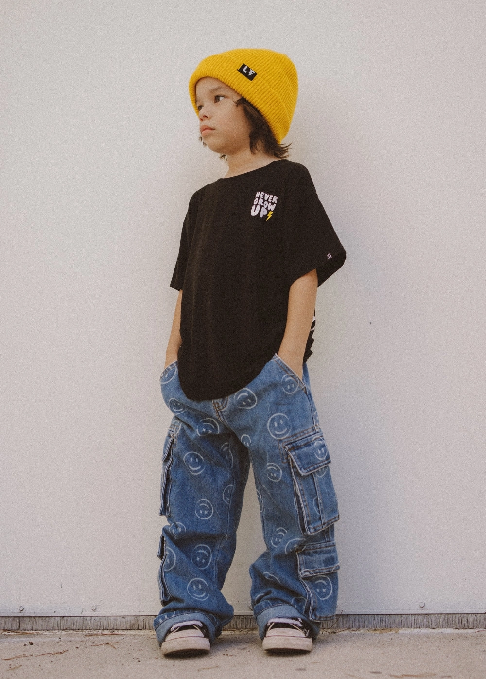 Smiley Face Baggy Jeans Blue