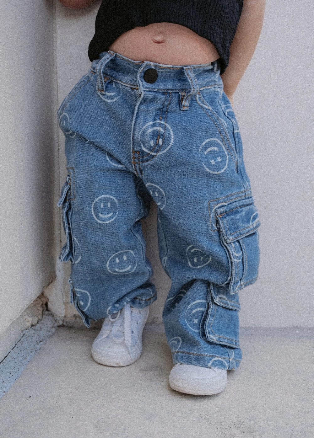 Smiley Face Baggy Jeans Blue