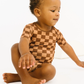 Espresso Checkered Bamboo Shorts Set
