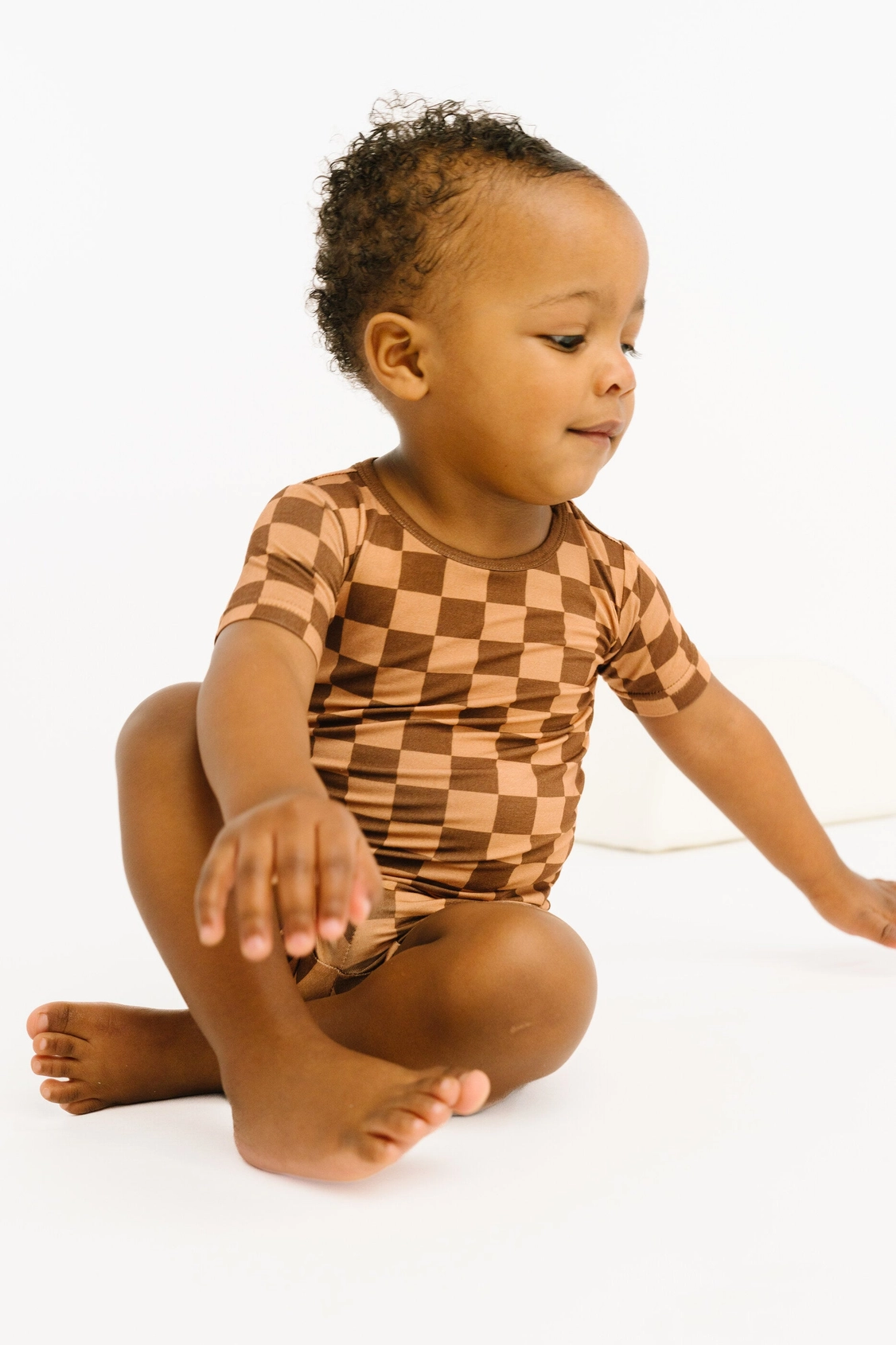 Espresso Checkered Bamboo Shorts Set
