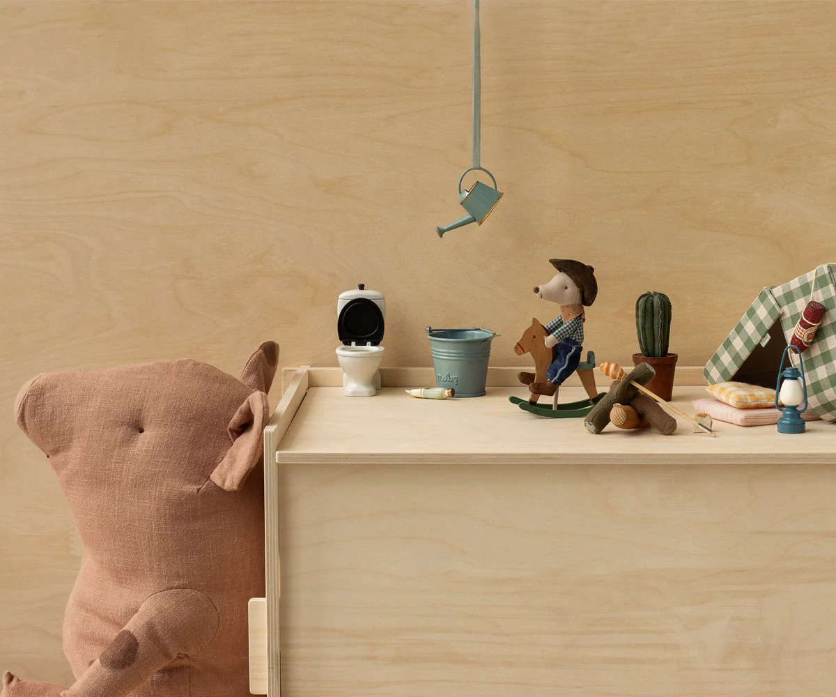 Cowboy mouse on rocking horse, Little brother