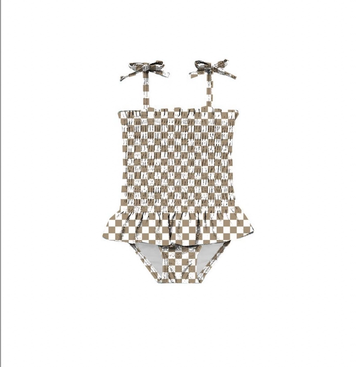 Girls Checkered Board Smocked One Piece