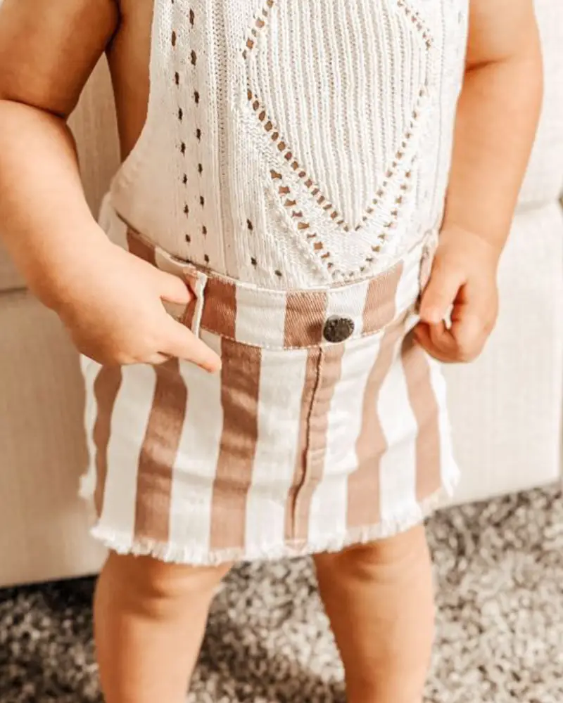 Matty Printed Denim Skirt - Peaches N' Cream