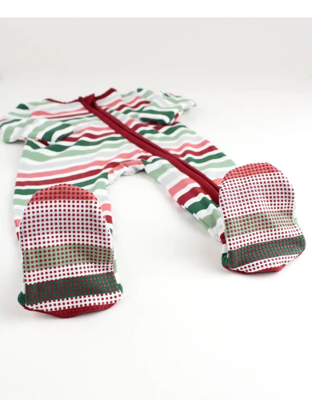 Holly Jolly Stripe Footed One Piece Pajama