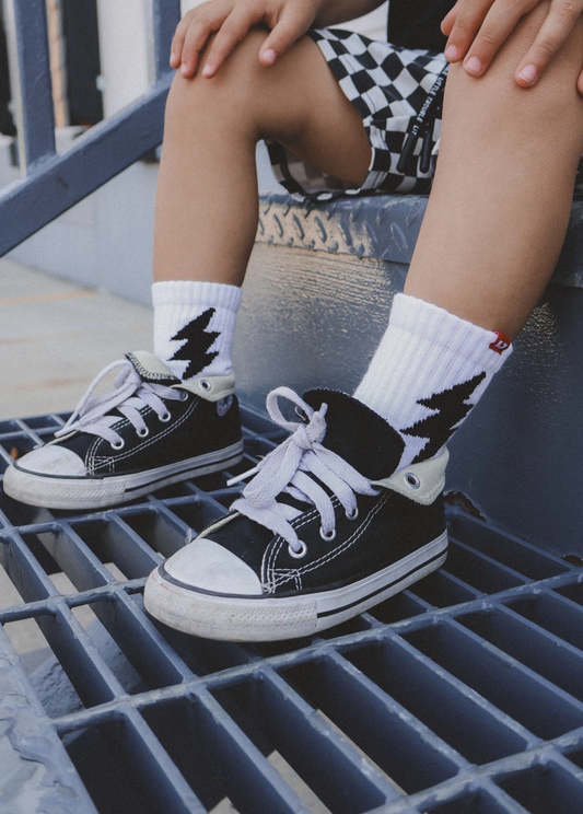 Bolt Crew Socks White