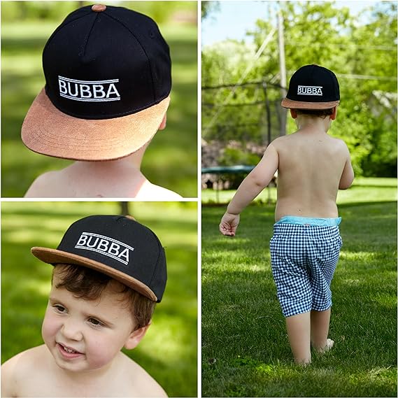 Flat Brim Trucker Hat - Bubba - Black/Faux Leather