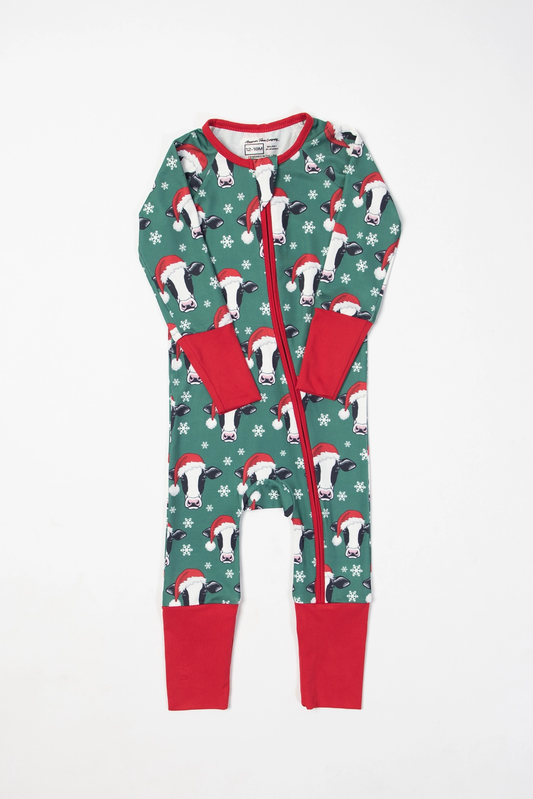 Santa Cows Christmas Bamboo Baby Zippy