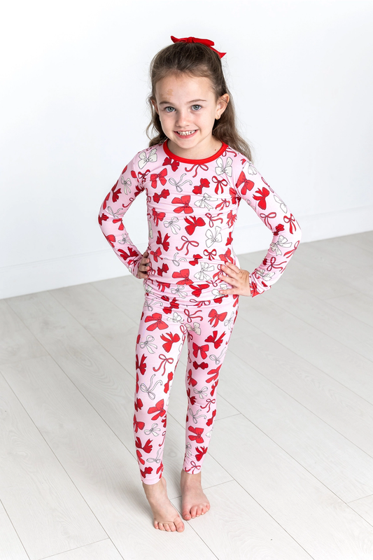 Red Bows Long Sleeve Jammies Set