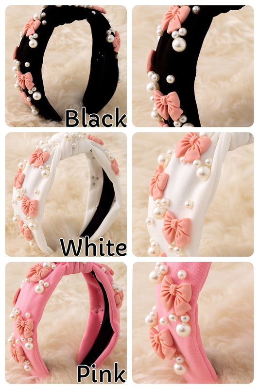 Bow Beaded Pearl Headband