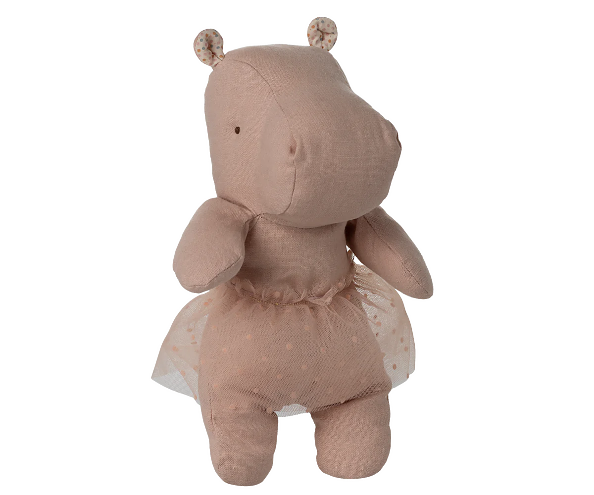 Safari friends, Hippo w. skirt, Small - Soft rose