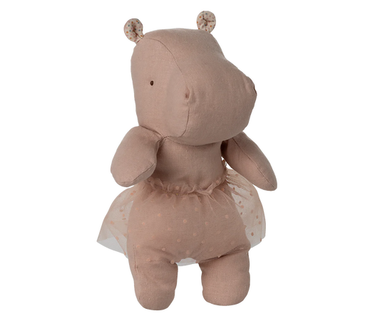 Safari friends, Hippo w. skirt, Small - Soft rose