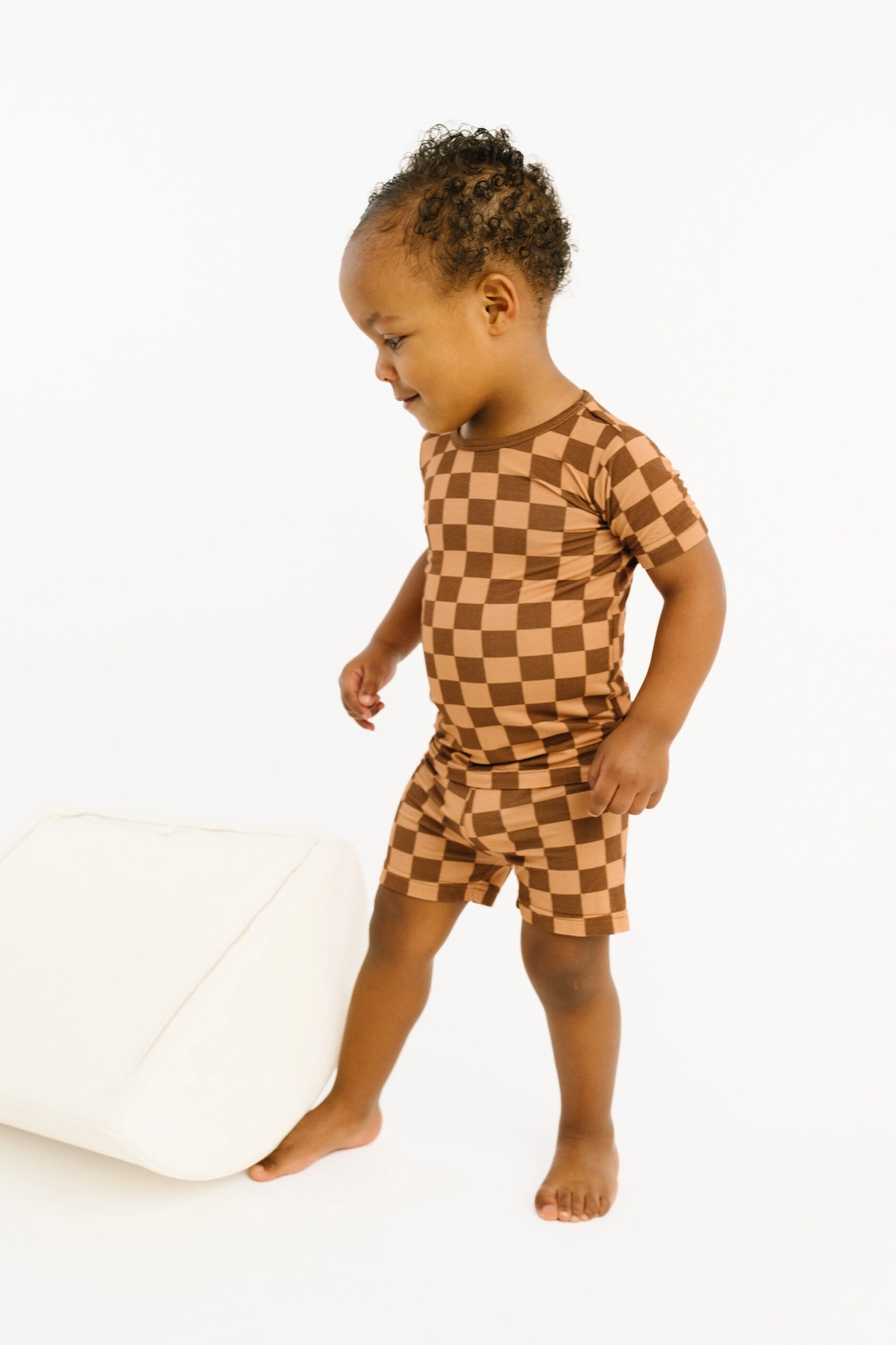 Espresso Checkered Bamboo Shorts Set