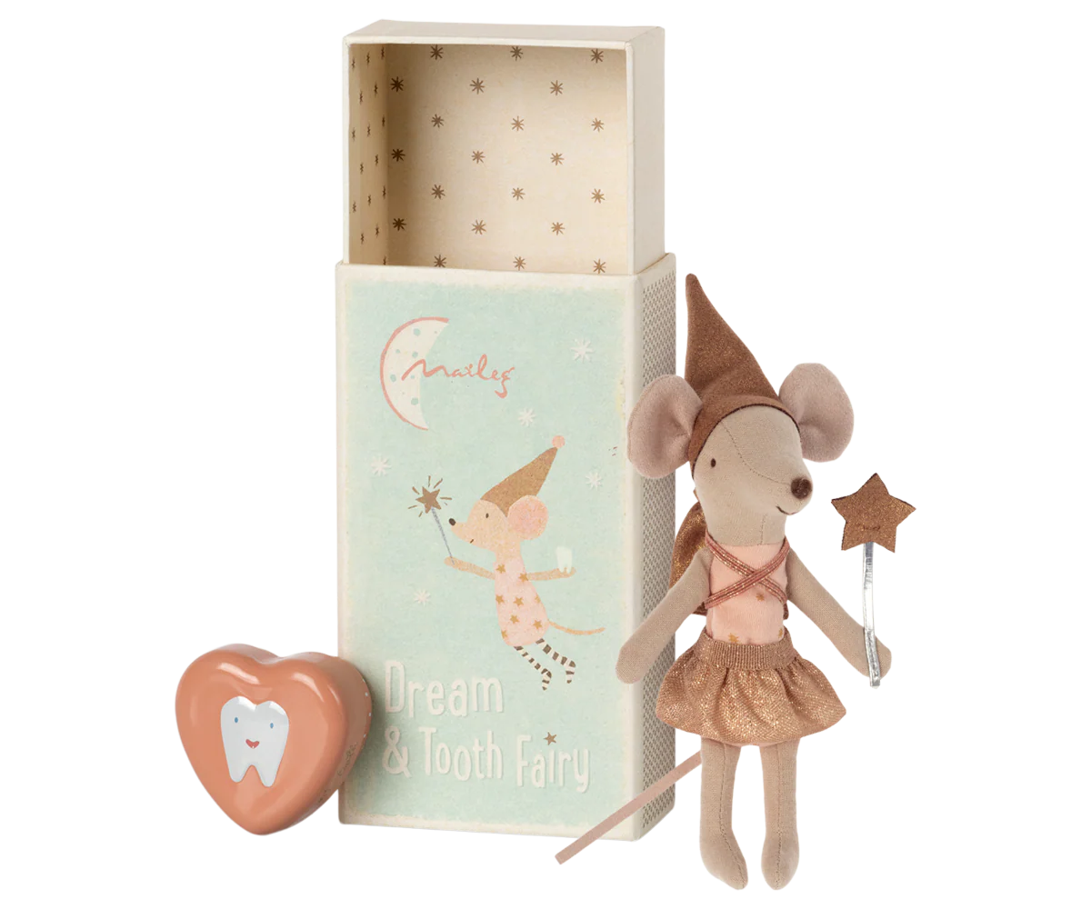 Tooth fairy mouse in matchbox - Rose