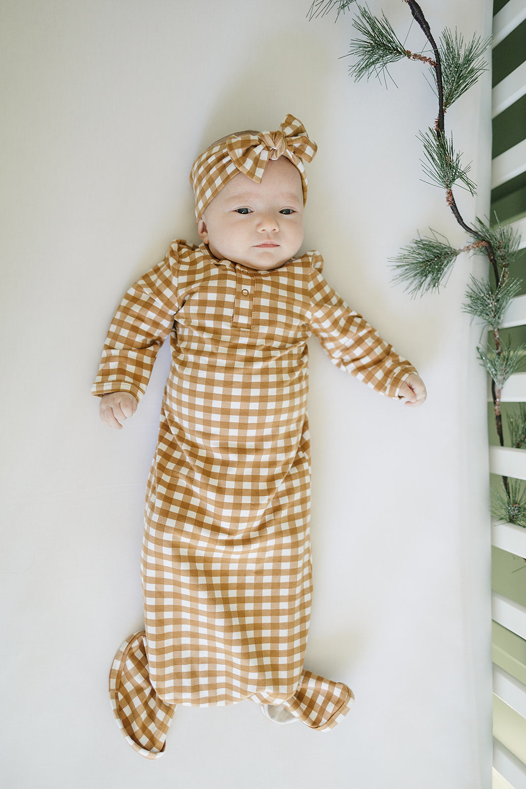 Mustard Gingham Knot Gown