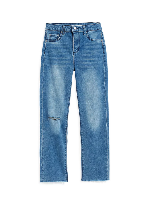 Fray Hem Straight-Leg Crop Jeans