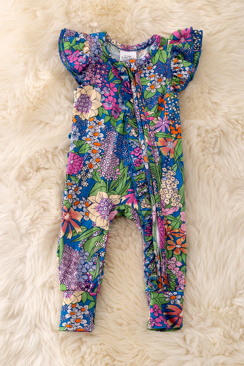 Bamboo Floral Ruffle Romper