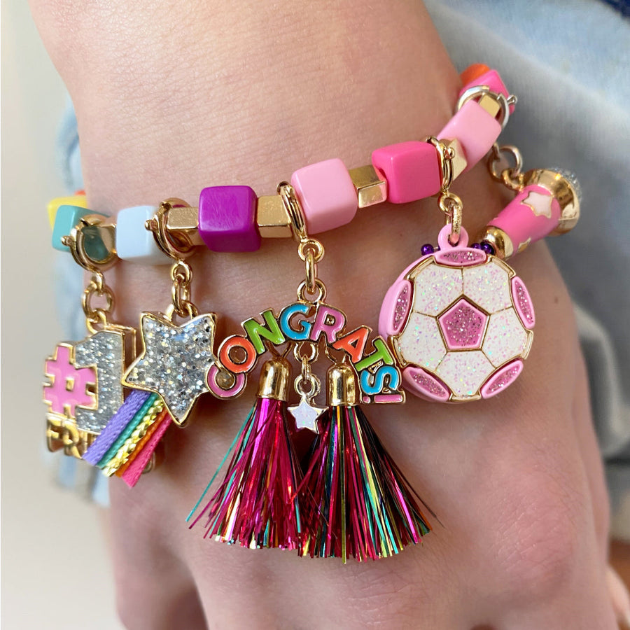 Gold Glitter Soccerball Charm