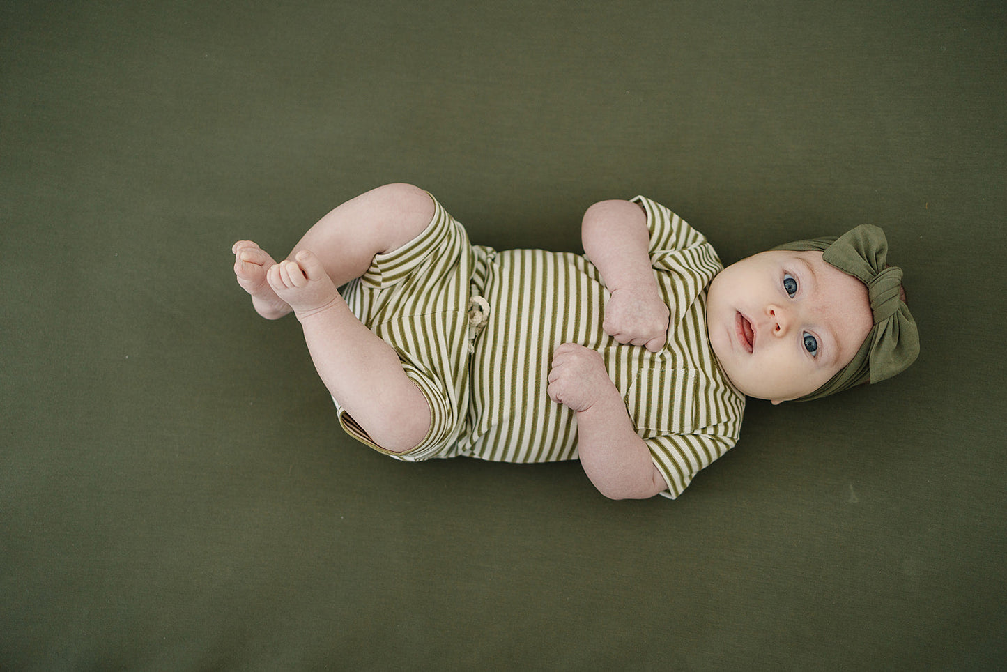 Olive Stripe Short Set