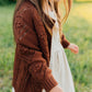 Dark Rust Cable Knit Cardigan