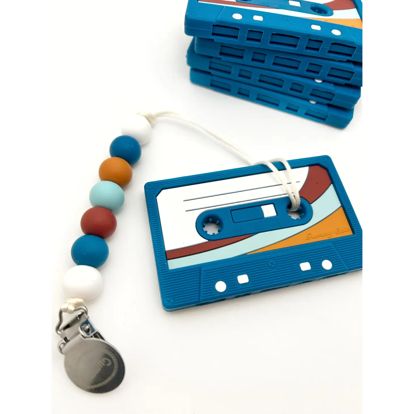 Cassette Tape Teether with Colored Clip
