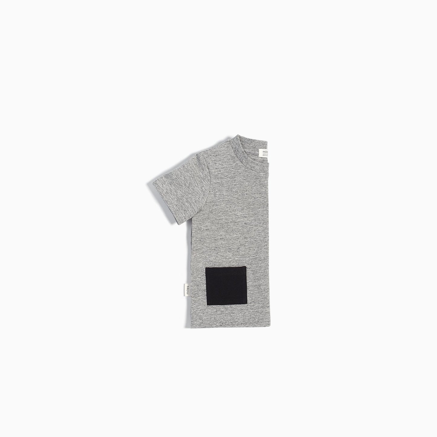 Basic Heather Grey Tee with Contrasting Patch Pocket