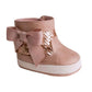 Infant Rose Gold Sequin Boots with Bow