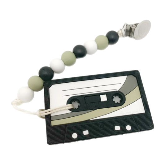 Cassette Tape Teether with Colored Clip