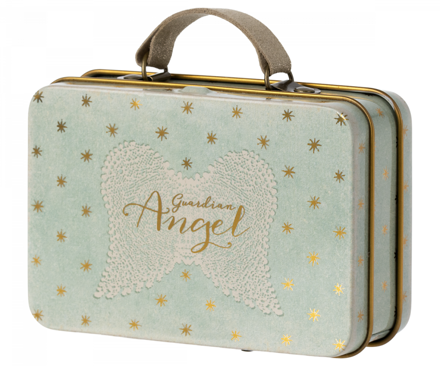 Angel mouse in suitcase