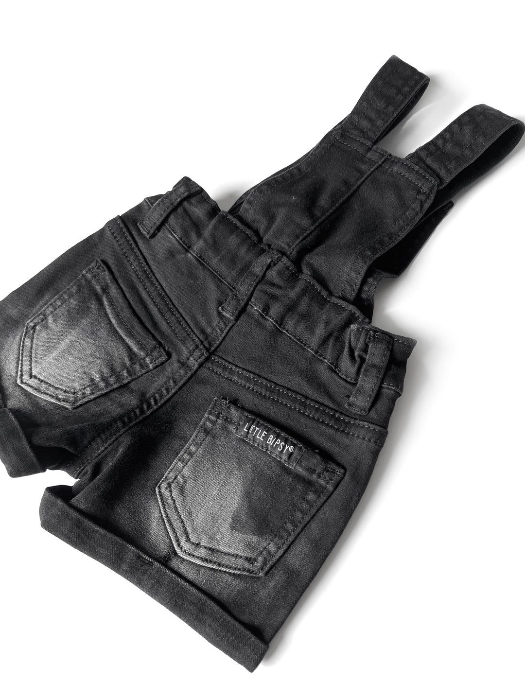 Denim Short Overalls- Black Wash